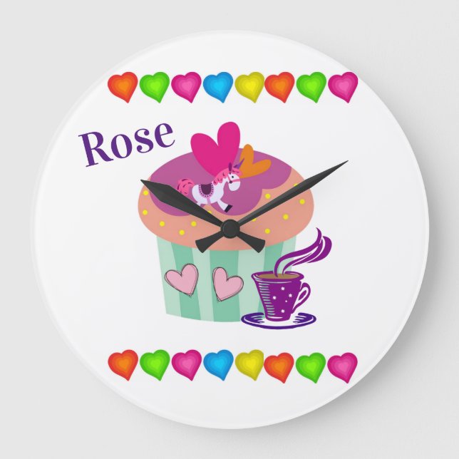 Cupcake Hearts Pony Clock (Front)