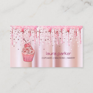 Cupcake Home Bakery Pastry Rose Gold Dripping Business Card