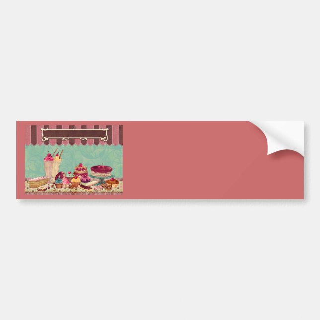 Cupcake & Ice Cream Patisserie Bumper Sticker (Front)