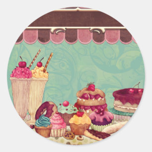 Cupcake & Ice Cream Patisserie Classic Round Sticker