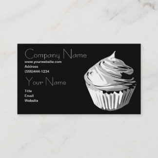 Cupcake in greys business card template