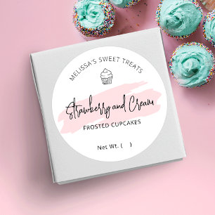 Cupcake Label Feminine Bakery Flavour Round Sticke