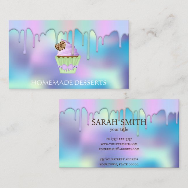 Cupcake Logo Bakery Chef,cute Business Card (Front/Back)