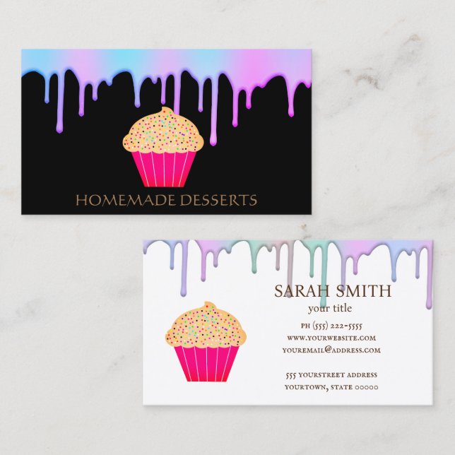 Cupcake Logo Bakery Chef,cute Business Card (Front/Back)