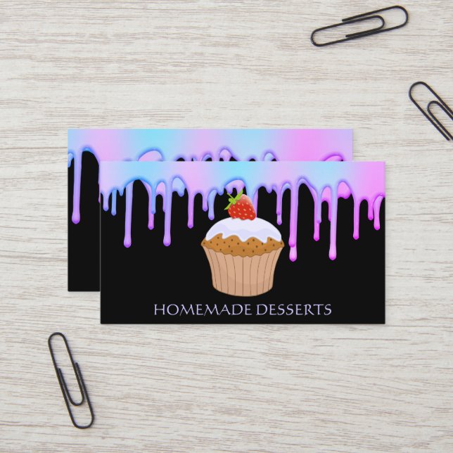 Cupcake Logo Bakery Chef,cute Business Card (Front/Back In Situ)