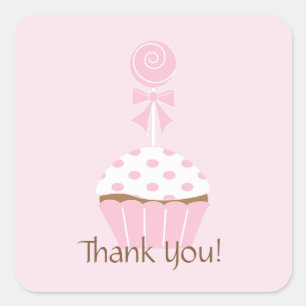 Cupcake Lollipop Happy Birthday Thank You Sticker