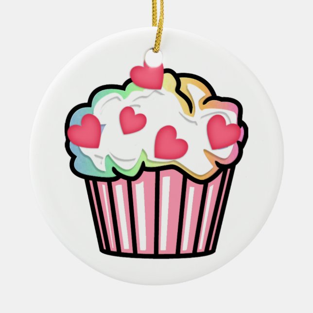 Cupcake Love Ceramic Ornament (Front)