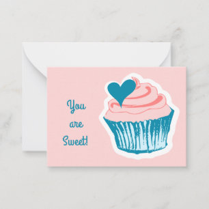 Cupcake Love custom classroom Valentine's Note Card