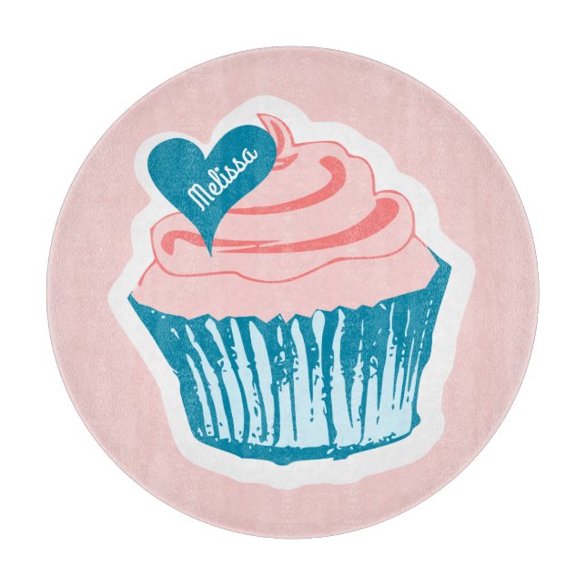Cupcake Love custom name cutting board (Front)