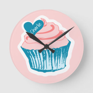 Cupcake Love custom name wall clock