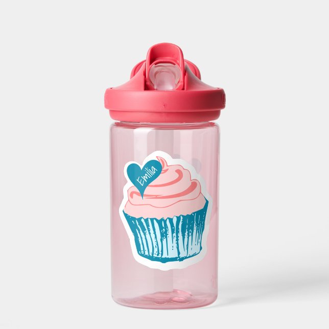 Cupcake Love custom name Water Bottle (Front)