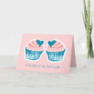 Cupcake Love custom names couple's greeting card