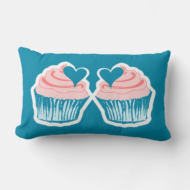 Cupcake Love custom text couple's throw pillow (Front)