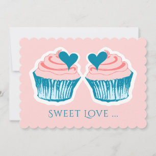 Cupcake Love custom text invitations