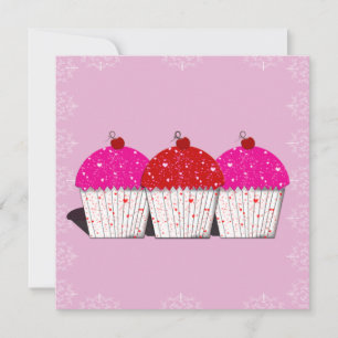 Cupcake Love on Pink Notecards