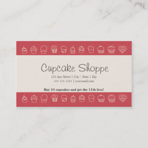 Cupcake Loyalty Business Card Punch Card