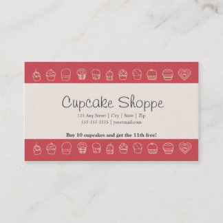 Cupcake Loyalty Business Card Punch Card