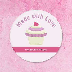 Cupcake Made with Love Label Sticker