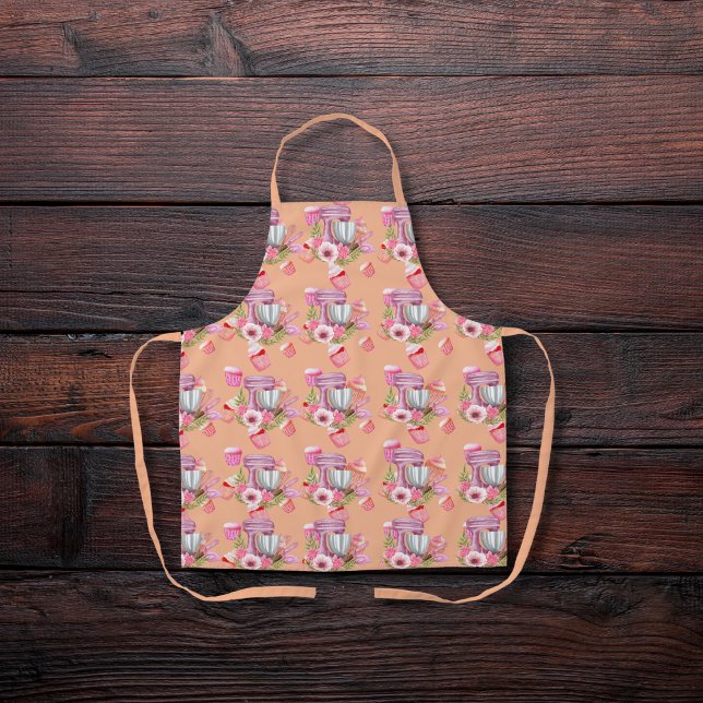 Cupcake & Mixer Peach-Coloured Kitchen Apron (Creator Uploaded)