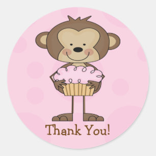 Cupcake Monkey Thank You Sticker