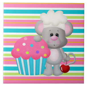 Cupcake Mouse Bakery Cartoon Tile
