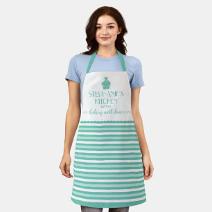 Cupcake Name Baking With Love Stripe Mint Apron