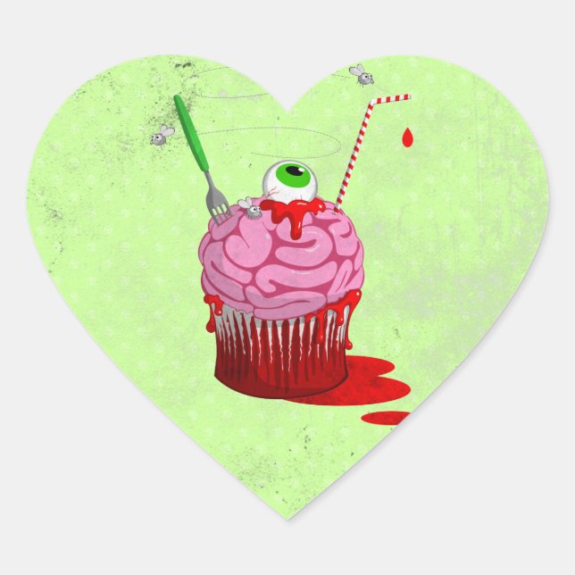 Cupcake Of The Dead Heart Sticker (Front)