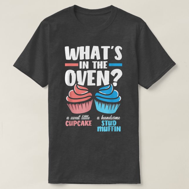 Cupcake or Muffin Baby Shower Gender Reveal Party  T-Shirt (Design Front)