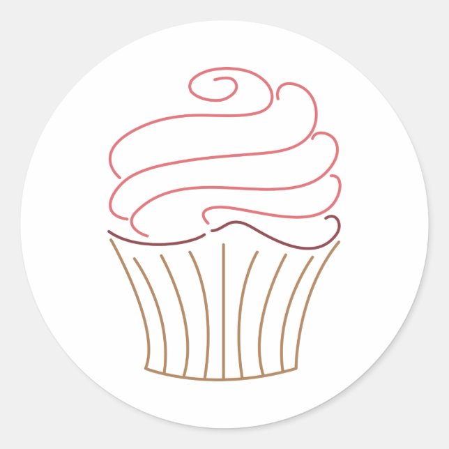 Cupcake Outline Classic Round Sticker (Front)