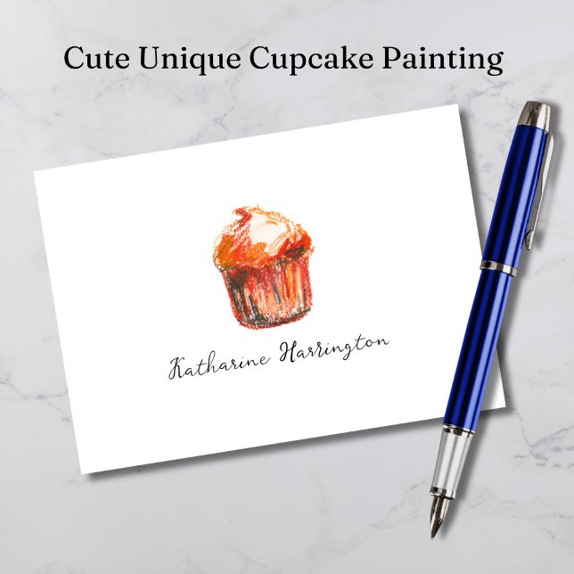 Cupcake Painting Elegant Dessert Monogram Baking Note Card (Our cupcake card features original art and makes a unique gift for bakers and gourmands!)