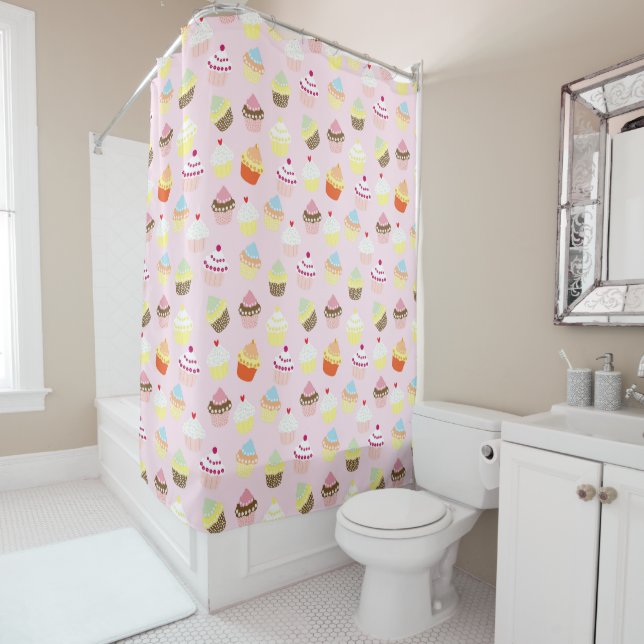 Cupcake Party Shower Curtain (In Situ)