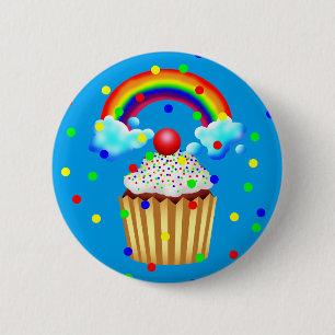 Cupcake Party with Rainbow & Sprinkles 6 Cm Round Badge