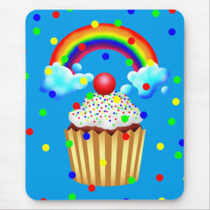 Cupcake Party with Rainbow & Sprinkles Mouse Pad
