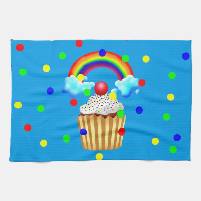 Cupcake Party with Rainbow & Sprinkles Tea Towel (Horizontal)