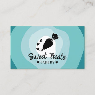 Cupcake Pastry Cake Bakery Piping Bag Teal Shades Business Card