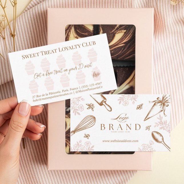 Cupcake Pastry Chef Baking Utensils Bakery Logo Loyalty Card (Cupcake Pastry Chef Baking Utensils Bakery Logo Loyalty Card)