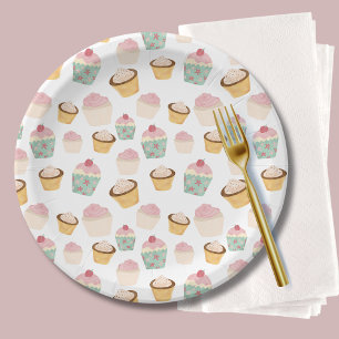 Cupcake Pattern Birthday Paper Plate