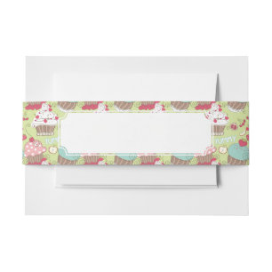 Cupcake pattern invitation belly band