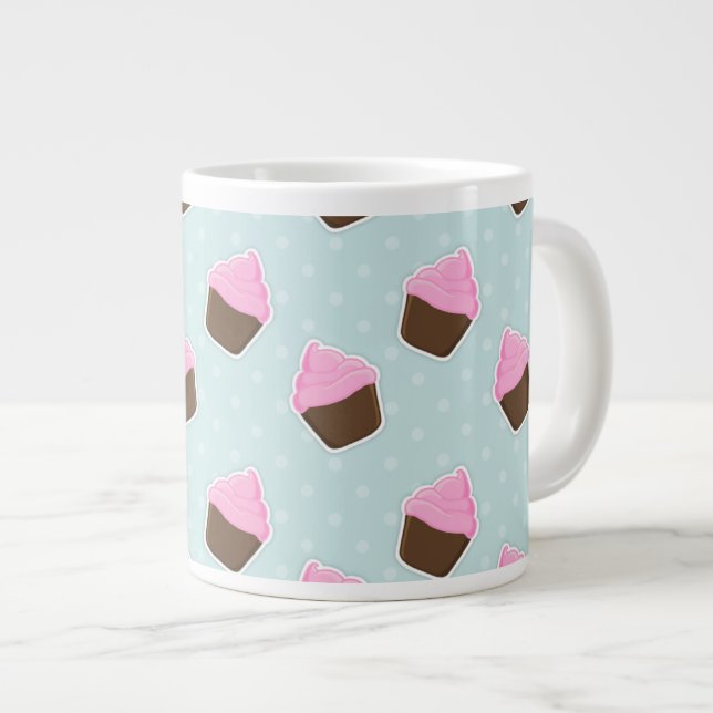 Cupcake Pattern Large Coffee Mug (Front Right)