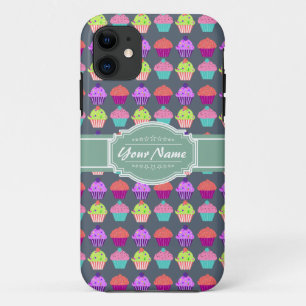 Cupcake Pattern MintPersonalized Name iPhone 11 Case