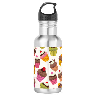 Cupcake Pattern, Muffin Pattern, Chocolate, Hearts 532 Ml Water Bottle