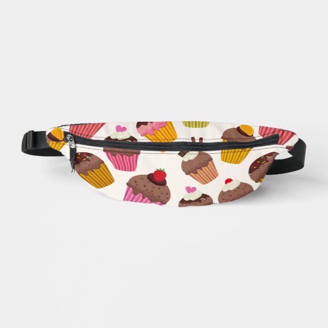 Cupcake Pattern, Muffin Pattern, Chocolate, Hearts Bum Bags (Front)