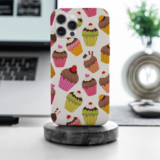 Cupcake Pattern, Muffin Pattern, Chocolate, Hearts iPhone Case (Creator Uploaded)