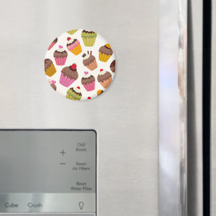 Cupcake Pattern, Muffin Pattern, Chocolate, Hearts Magnet