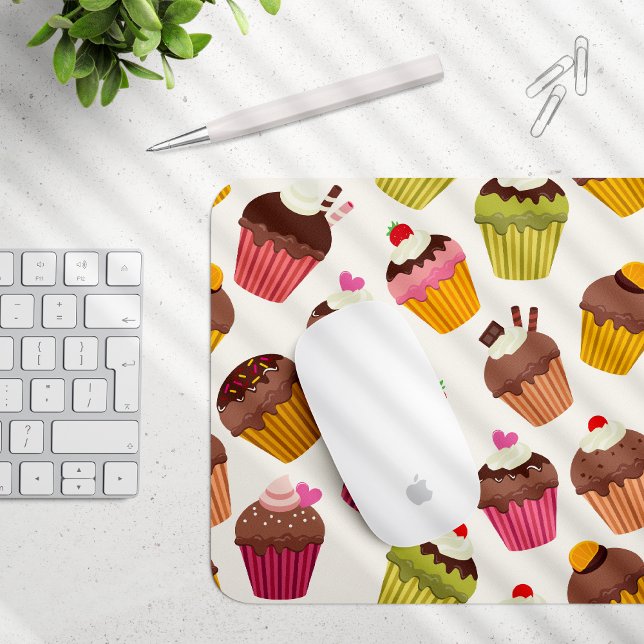 Cupcake Pattern, Muffin Pattern, Chocolate, Hearts Mouse Pad (Creator Uploaded)