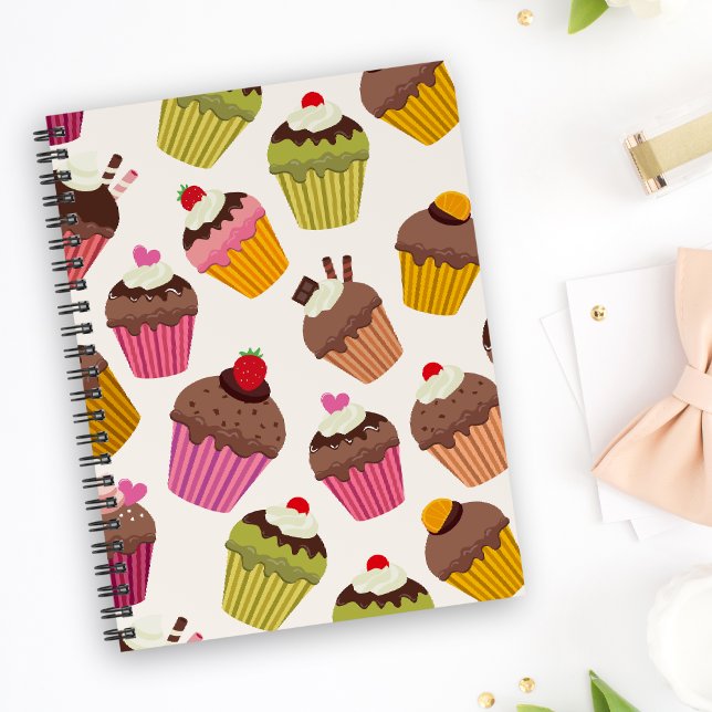 Cupcake Pattern, Muffin Pattern, Chocolate, Hearts Notebook (Creator Uploaded)