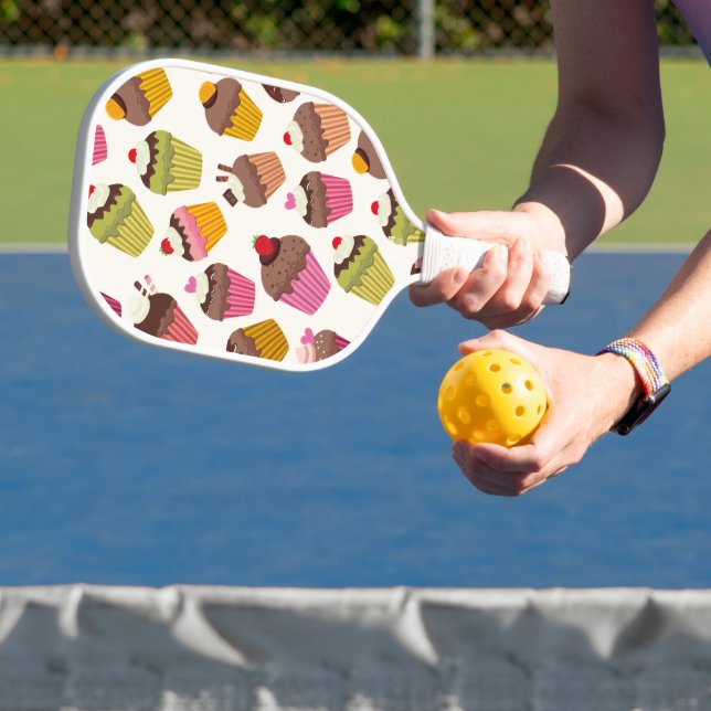 Cupcake Pattern, Muffin Pattern, Chocolate, Hearts Pickleball Paddle (Insitu)