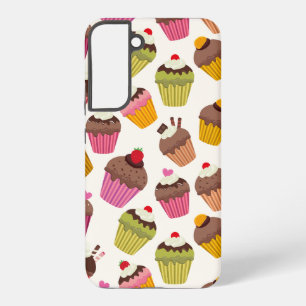 Cupcake Pattern, Muffin Pattern, Chocolate, Hearts Samsung Galaxy Case