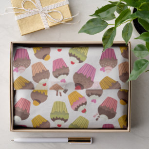 Cupcake Pattern, Muffin Pattern, Chocolate, Hearts Tissue Paper