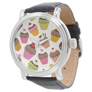 Cupcake Pattern, Muffin Pattern, Chocolate, Hearts Watch